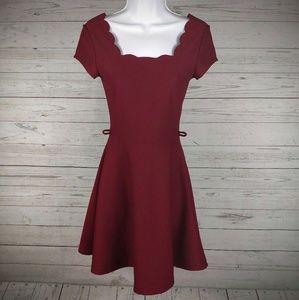Noble U Burgundy Flared Bottom Dress